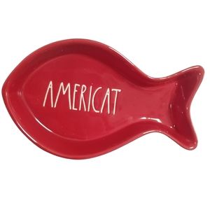 Rae Dunn "Americat" Red Fish Shape Pet Bowl NIB 2022